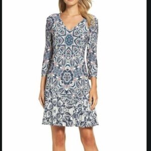 ELIZA J Knit A Line Paisley Print Mini Dress, Size 4